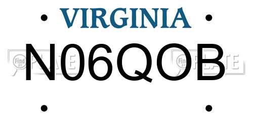 N06QOB Virginia License Plate