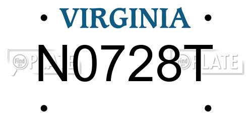 N0728T Virginia License Plate