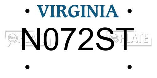 N072ST Virginia License Plate