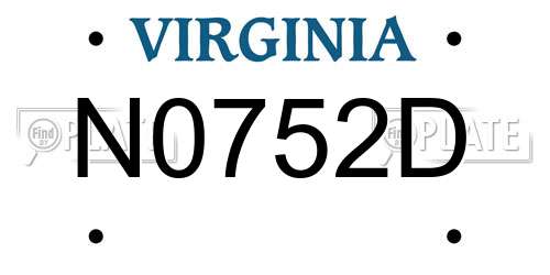N0752D Virginia License Plate