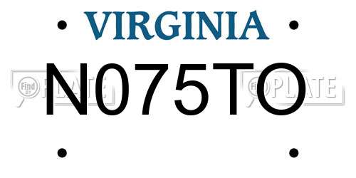 N075TO Virginia License Plate