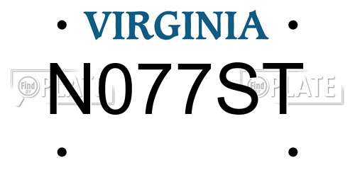 N077ST Virginia License Plate