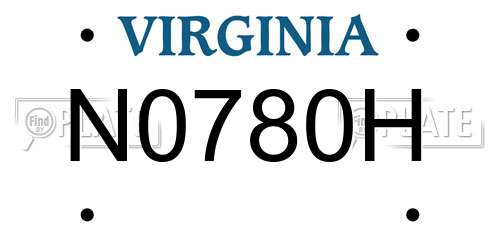 N0780H Virginia License Plate