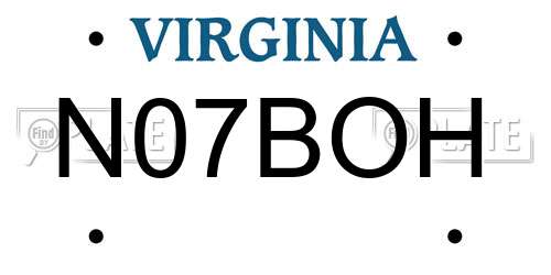 N07BOH Virginia License Plate