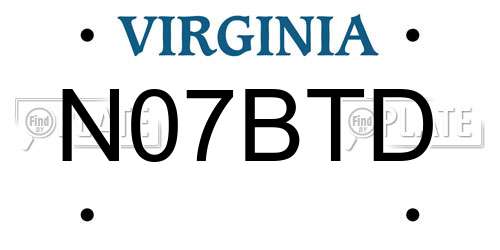 N07BTD Virginia License Plate
