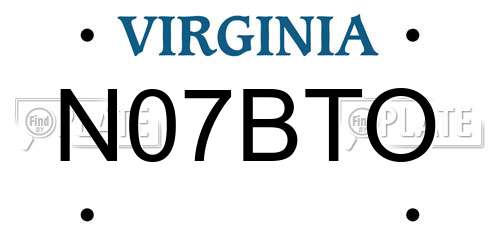 N07BTO Virginia License Plate