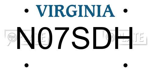 N07SDH Virginia License Plate