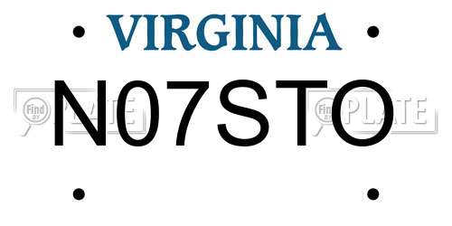 N07STO Virginia License Plate