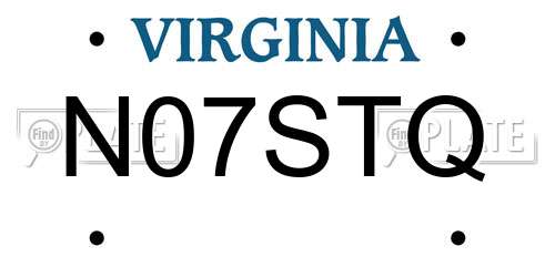 N07STQ Virginia License Plate