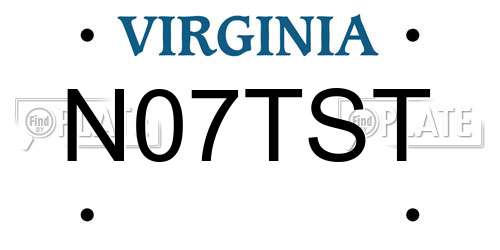 N07TST Virginia License Plate