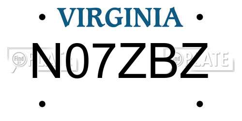 N07ZBZ Virginia License Plate