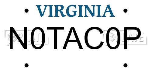 N0TAC0P Virginia License Plate