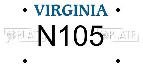 N105 Virginia License Plate
