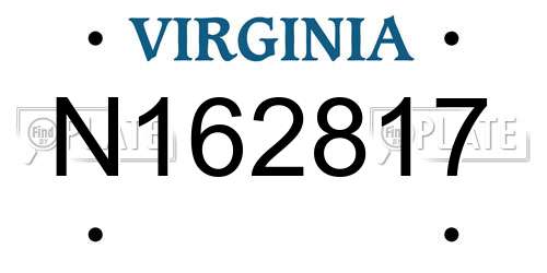 N162817 Virginia License Plate
