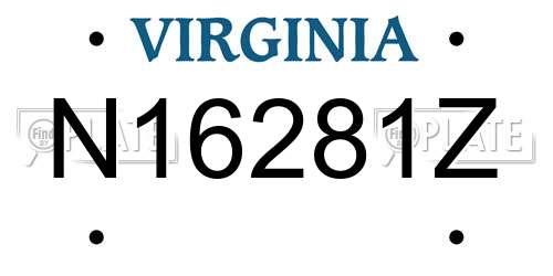 N16281Z Virginia License Plate