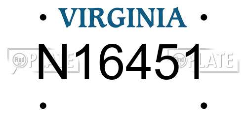 N16451 Virginia License Plate
