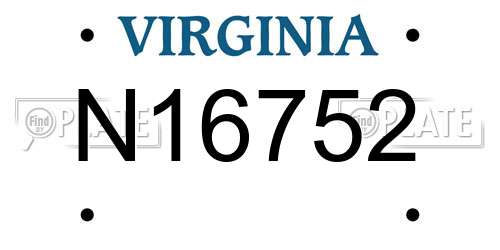 N16752 Virginia License Plate