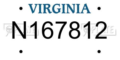 N167812 Virginia License Plate