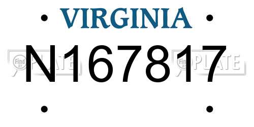 N167817 Virginia License Plate