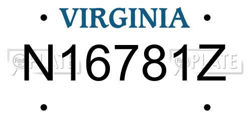 N16781Z Virginia License Plate