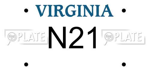 N21 Virginia License Plate