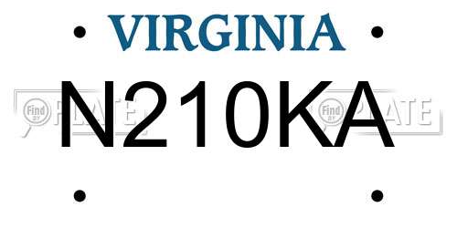 N210KA Virginia License Plate