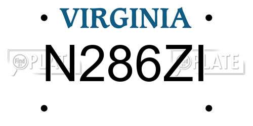 N286ZI Virginia License Plate