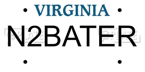 N2BATER Virginia License Plate