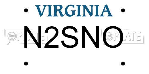 N2SNO Virginia License Plate