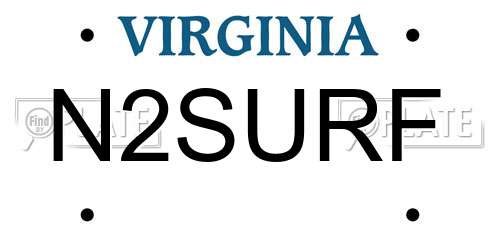 N2SURF Virginia License Plate