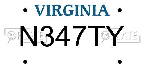 N347TY Virginia License Plate