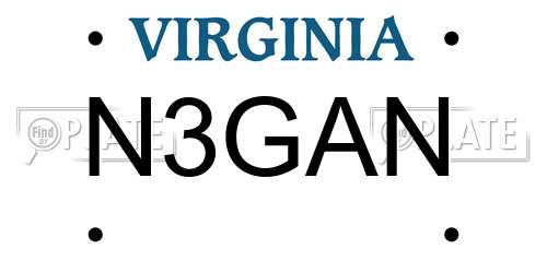 N3GAN Virginia License Plate