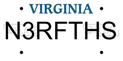 N3RFTHS Virginia License Plate