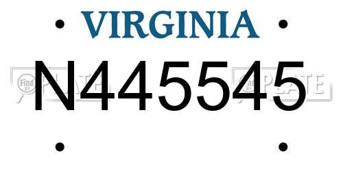 N445545 Virginia License Plate