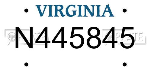 N445845 Virginia License Plate