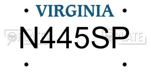 N445SP Virginia License Plate