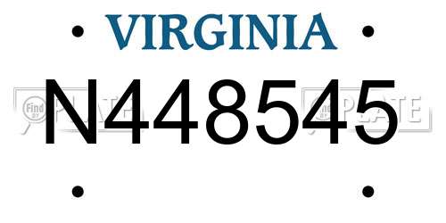 N448545 Virginia License Plate