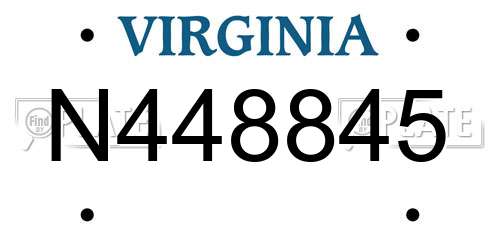 N448845 Virginia License Plate