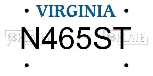 N465ST Virginia License Plate