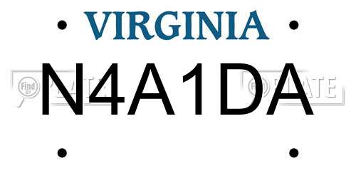 N4A1DA Virginia License Plate