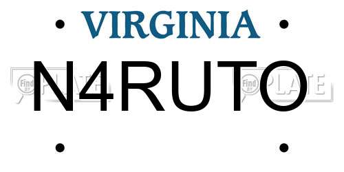 N4RUTO Virginia License Plate
