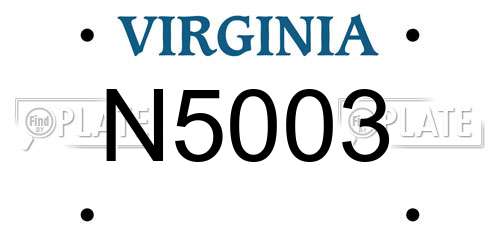 N5003 Virginia License Plate