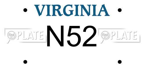 N52 Virginia License Plate