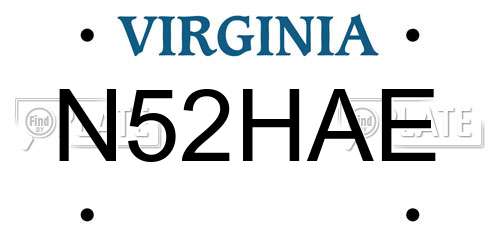 N52HAE Virginia License Plate