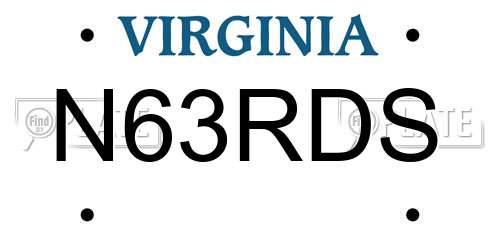 N63RDS Virginia License Plate