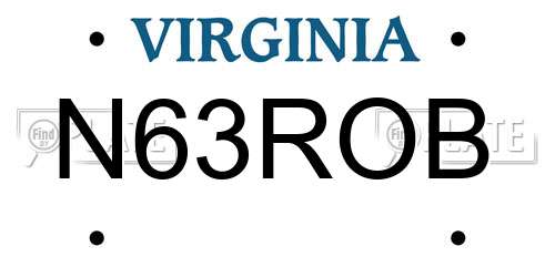 N63ROB Virginia License Plate