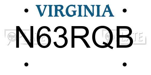 N63RQB Virginia License Plate