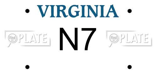 N7 Virginia License Plate