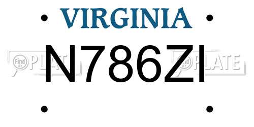 N786ZI Virginia License Plate