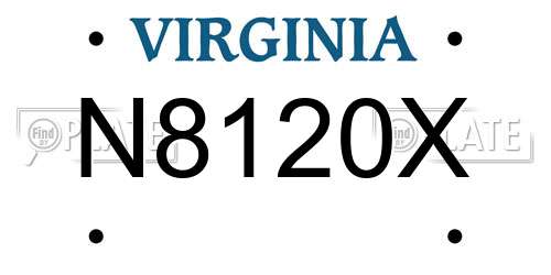 N8120X Virginia License Plate